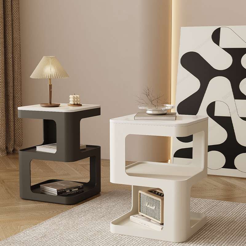 现代简约岩板茶几小户型沙发边几边柜奶油风客厅小桌子卧室床头柜