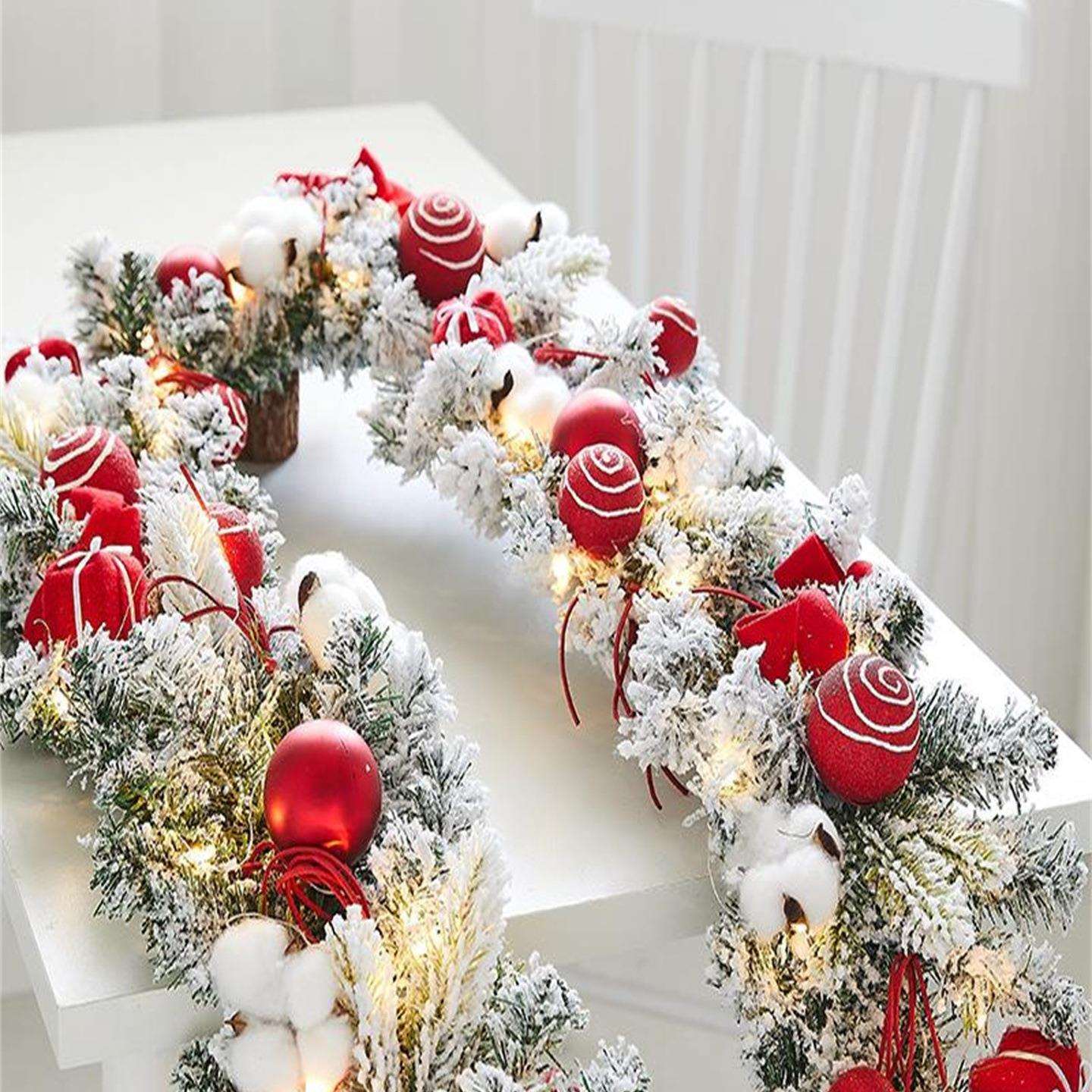 圣诞藤条场景布置圣诞节装饰品花环毛条拱门圣诞树枝橱窗门挂