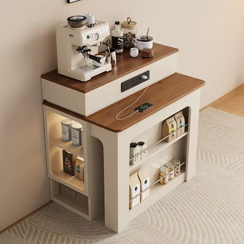 岛台餐桌一体可伸缩高级感多功能餐桌可折叠家用奶油风小户型轻奢