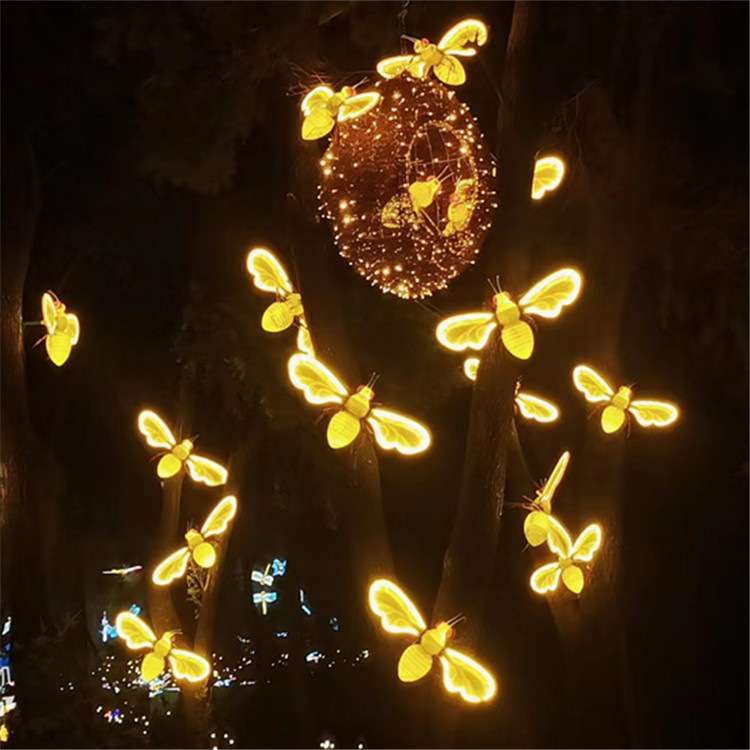 80CM直径商业美陈户外草坪公园装饰LED蜂窝灯安插树上夜景亮化