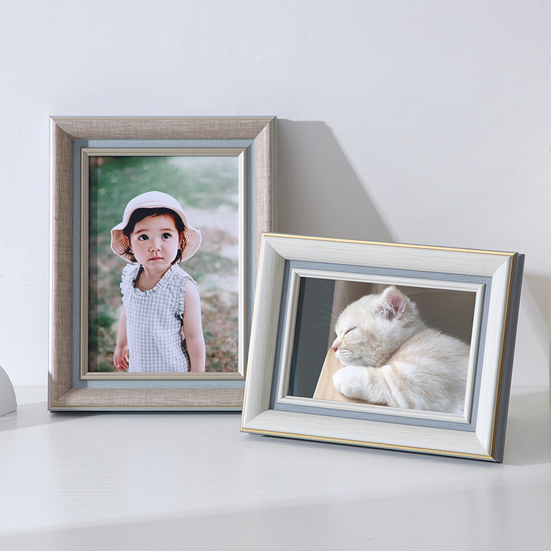 热销洗照片做成相框摆台摆件6寸7寸8寸定制木质简约相片装裱画框