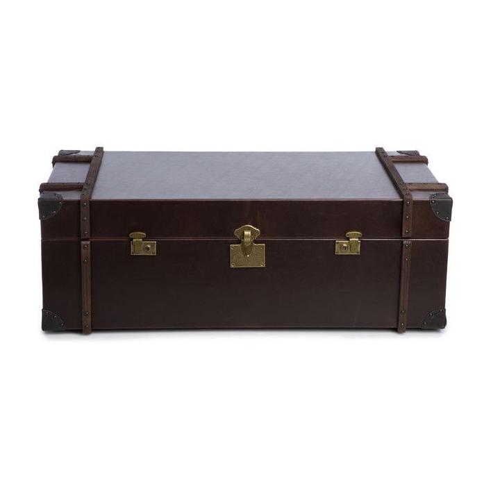 中古风复古做旧茶几黑色油蜡皮箱茶几收纳柜高端会所雪茄吧威士忌