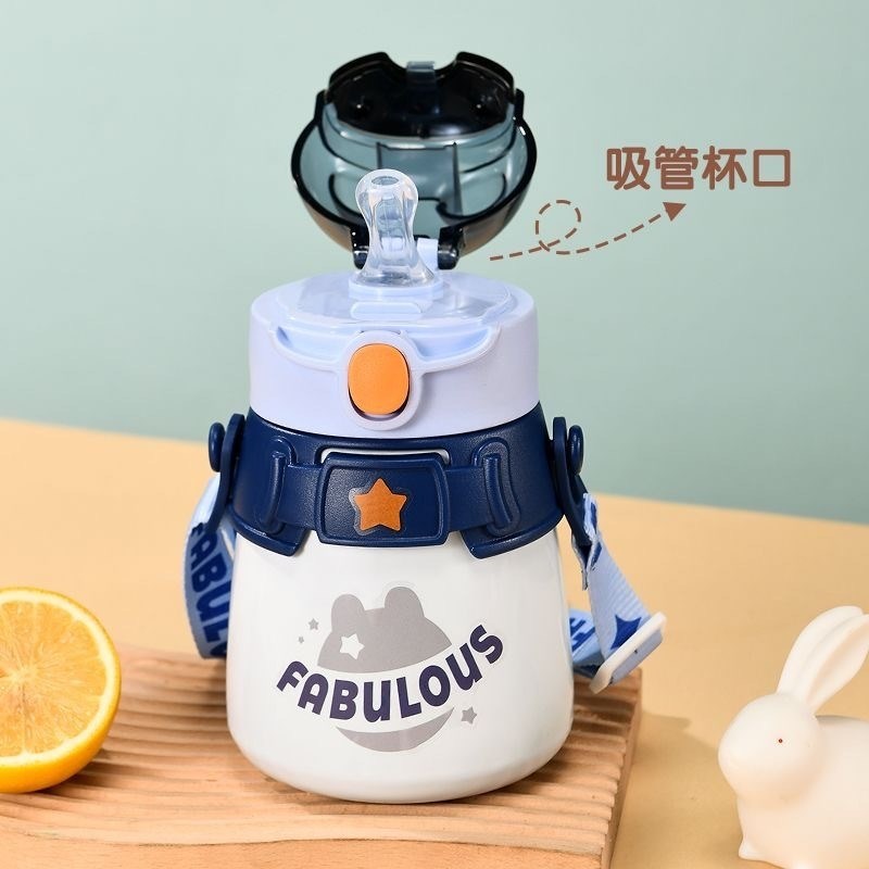 热销316儿童带吸管保温杯子幼儿园小学生男女高颜值水壶宝宝可爱