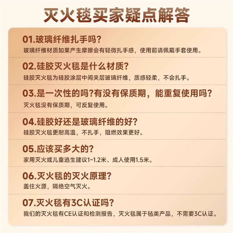 热销灭火毯厨房家用无碱玻璃纤维1.5m消防逃生防火毯认证器材商用