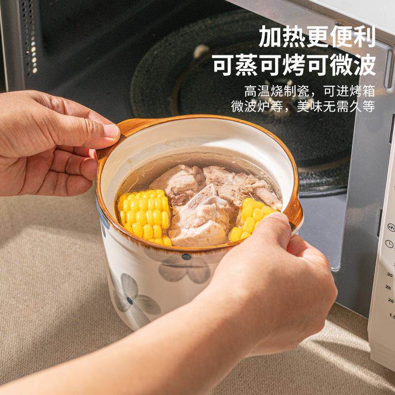热销日式炖盅隔水炖家用陶瓷带盖双盖炖燕窝专用汤盅蒸蛋碗煲汤炖
