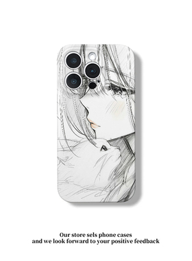 素描抱猫女孩新款适用苹果17promax手机壳iPhone16pro小米15华为mate70pura80k60reno14荣耀300vivox100s30