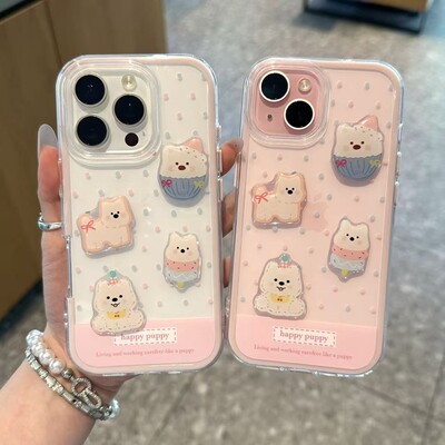 波点可爱西高地新款适用苹果17Pro手机壳iPhone16max小米15华为mate80pura70k90note14荣耀500vivox300findx9