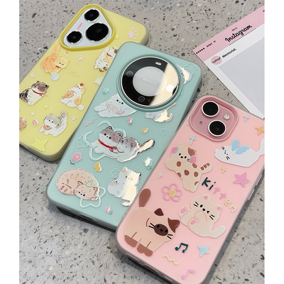 情侣可爱猫咪果冻壳适用苹果16Promax手机壳iPhone14pro小米15华为mate70pura80k60荣耀300x20oppoReno13s19