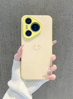 简约笑脸玻璃新款适用华为pura70苹果16pro手机壳iPhone15max小米14mate60k50荣耀200x100opporeno13findx8