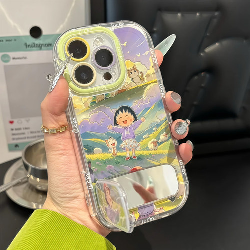 小丸子摊手镜子支架适用苹果16Promax手机壳iPhone15Pro小米14华为mate60p50k70荣耀200OPPOReno12note13s19