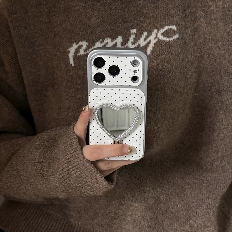 秒变17满屏波点爱心支架新款适用苹果17promax手机壳iphone16pro小米15华为mate80pura70reno14findx9nova13