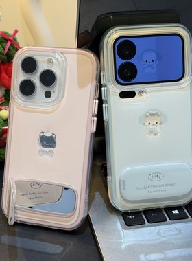 情侣镂空猫咪支架新款适用苹果17Pro手机壳iPhone16max13小米15华为mate80pura70k60nova14荣耀400x300findx9