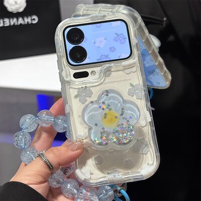 蓝白花朵油包支架新款适用苹果17Pro手机壳iPhone16max13小米15华为mate80pura70k90nova14荣耀500x300magic8