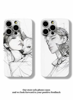 情侣素描男女菲林新款适用苹果16Pro手机壳iPhone15max小米14华为mate60p70opporeno12k80nova13荣耀x200S20