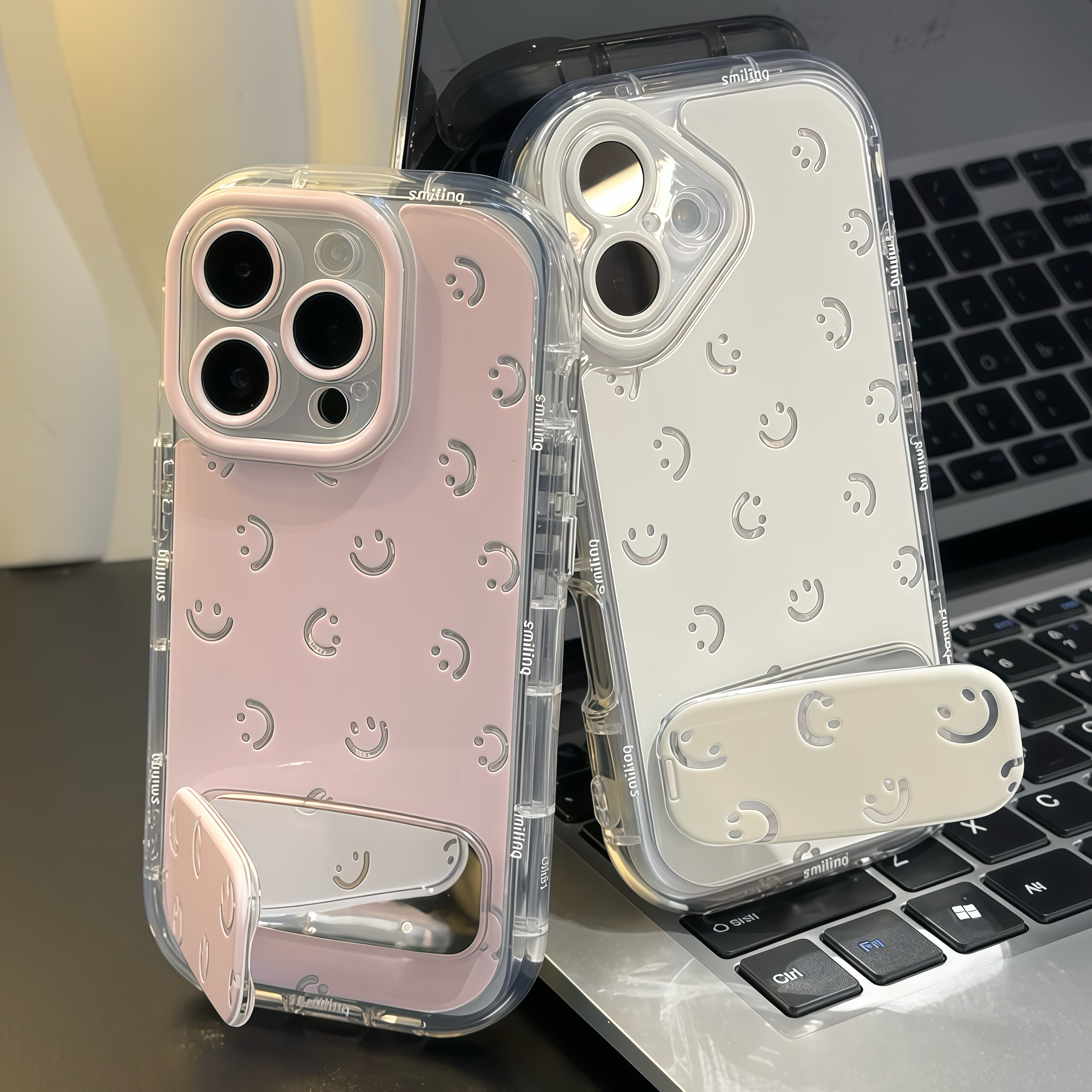 微笑小表情镜子支架新款适用苹果16pro手机壳iPhone14max小米15华为mate70pura80k60nova12荣耀300x200一加13