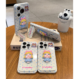 适用苹果16Pro手机壳iPhone17max小米15华为mate70pura80k60nova14opporeno13荣耀x200 简约波点立体哭娃新款