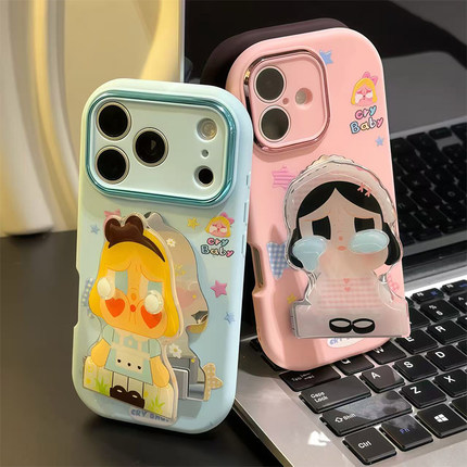 哭娃镜子支架新款适用苹果17Pro手机壳iPhone16max小米15华为mate80pura70k60nova14荣耀400x200reno13magic7