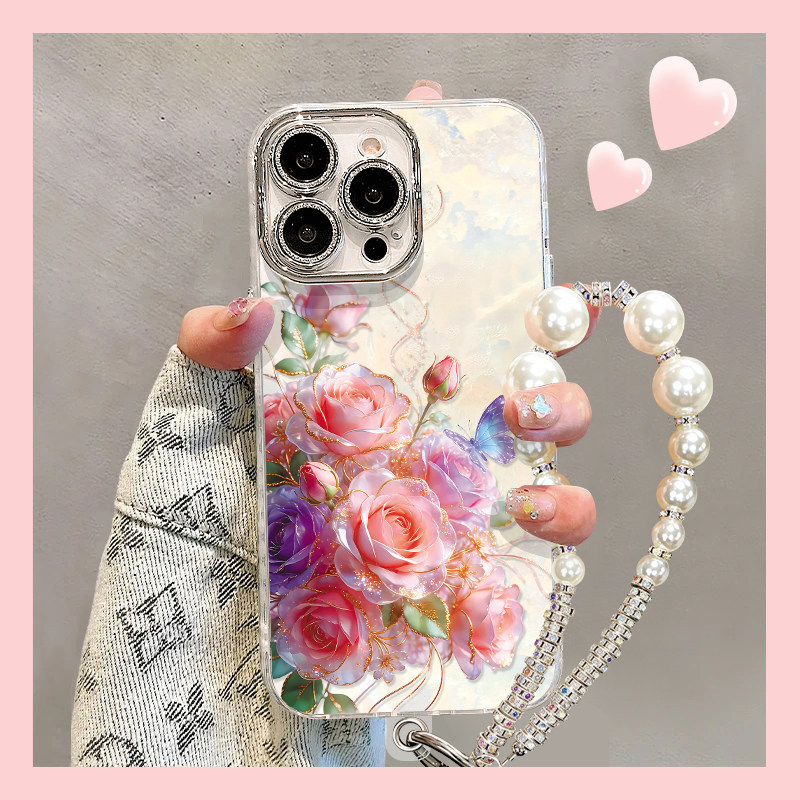 粉玫瑰花贝壳纹新款适用苹果17Promax手机壳iPhone16pro小米17华为mate80pura70k90nova15荣耀500x300findx9