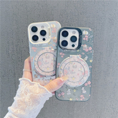 花朵兔子新款 彩银支架适用苹果16pro手机壳iPhone17max小米15华为mate70pura80vivox200k60荣耀100nova14s19