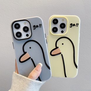 情侣大头鸭果冻壳新款适用苹果16Pro手机壳iPhone14max11小米15华为mate70pura80nova13k60荣耀100opporeno12
