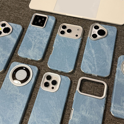 复古蓝色牛仔纹新款适用苹果17Pro手机壳iPhone16max14小米15华为mate80pura70k80reno13荣耀300x200magic7