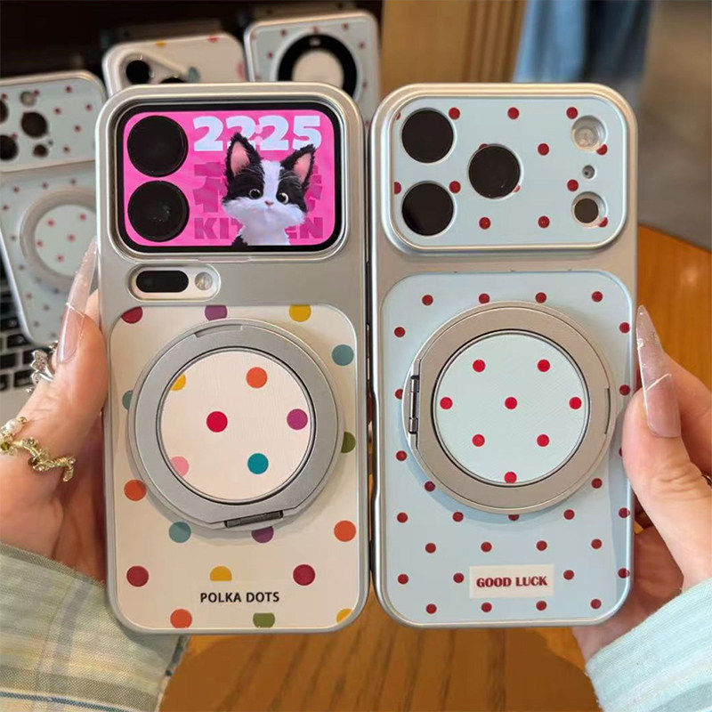 简约波点旋转支架新款适用苹果17Pro手机壳iPhone16max14小米17华为mate80pura70k90nova15荣耀500x200findx9