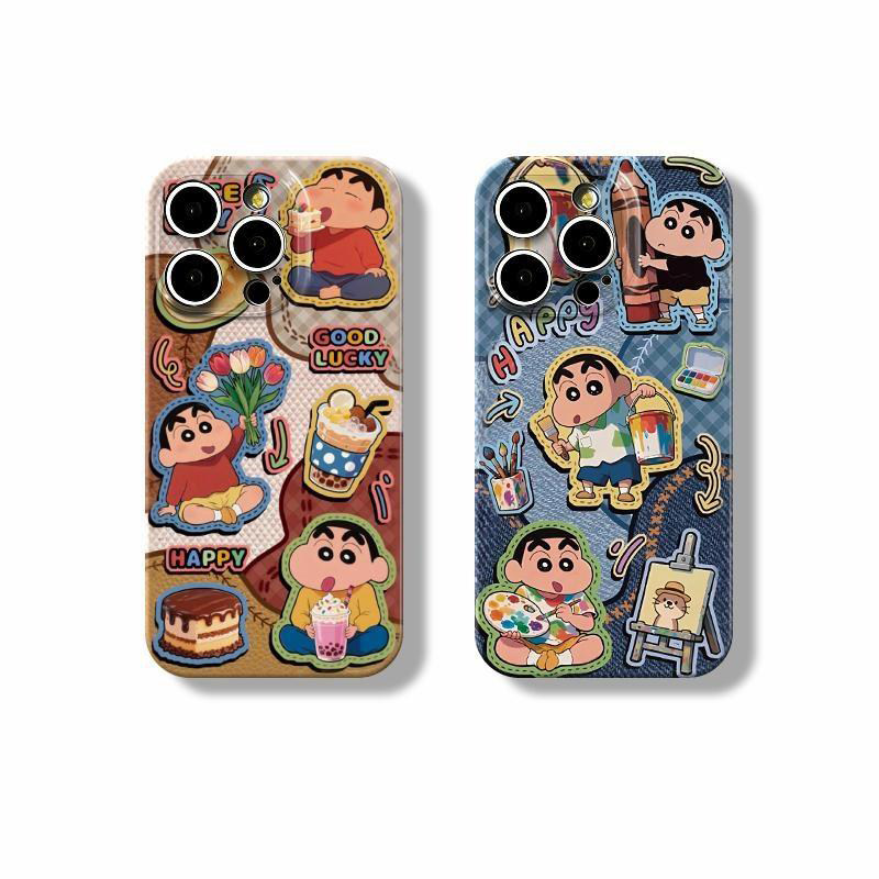 情侣复古牛仔拼贴小新适用苹果17Pro手机壳iPhone16max13小米15华为mate80pura80k90note14荣耀400x300magic7