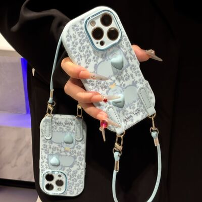 蓝翠花狗狗挂绳新款适用苹果17Pro手机壳iPhone16max13小米15华为mate80pura70k60Reno14荣耀400x200一加ace5