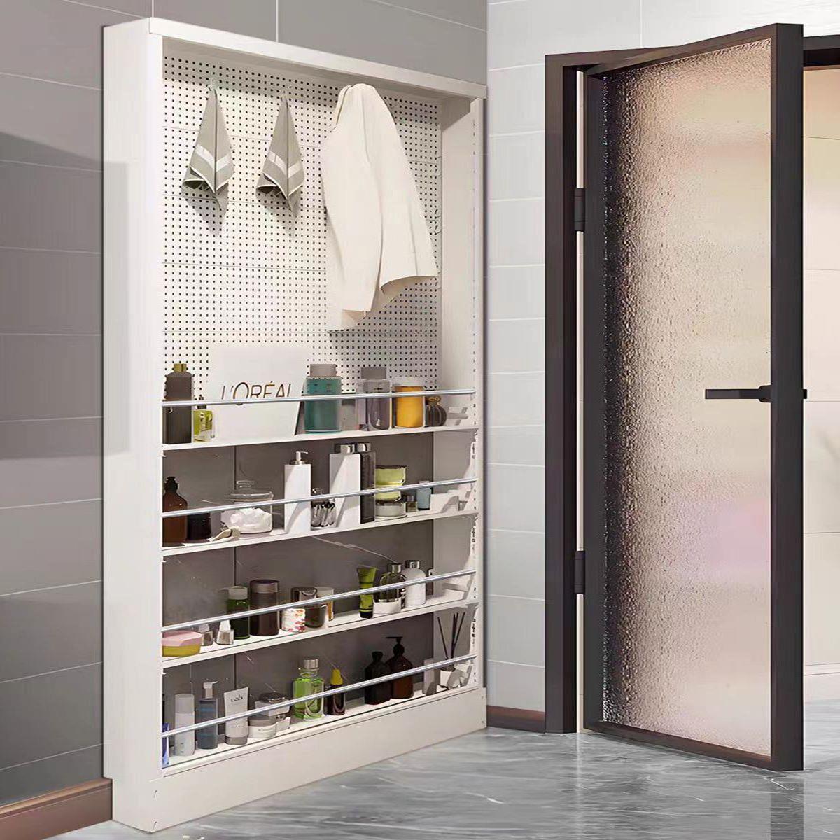 卫生间门后专用洞洞板置物架夹缝极窄落地多层免打孔储物架