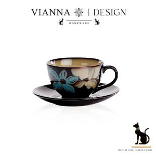 VIANNA 陶瓷马克水杯精致下午茶杯子 覆花·STAA中古咖啡杯碟套装