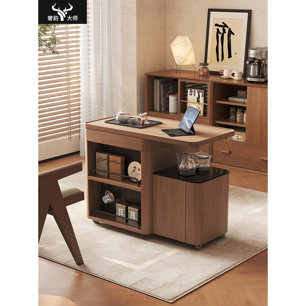 可伸缩移动茶台家用小茶车小户型边几泡茶桌客厅阳台小型旋转茶车