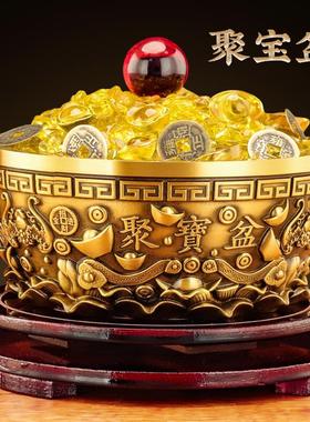 黄铜聚宝盆摆件招财聚财客厅店铺玄关沈万三铜碗铜盆米缸存钱罐