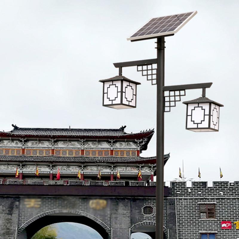 厂家生产太阳能仿古庭院灯户外小区公园道路照明灯双头庭院景观灯