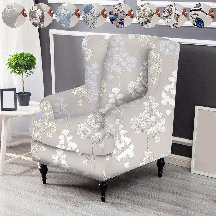 2pcs印花氨纶柔软贴合老虎凳椅子套可水洗家具保护套带弹性底部