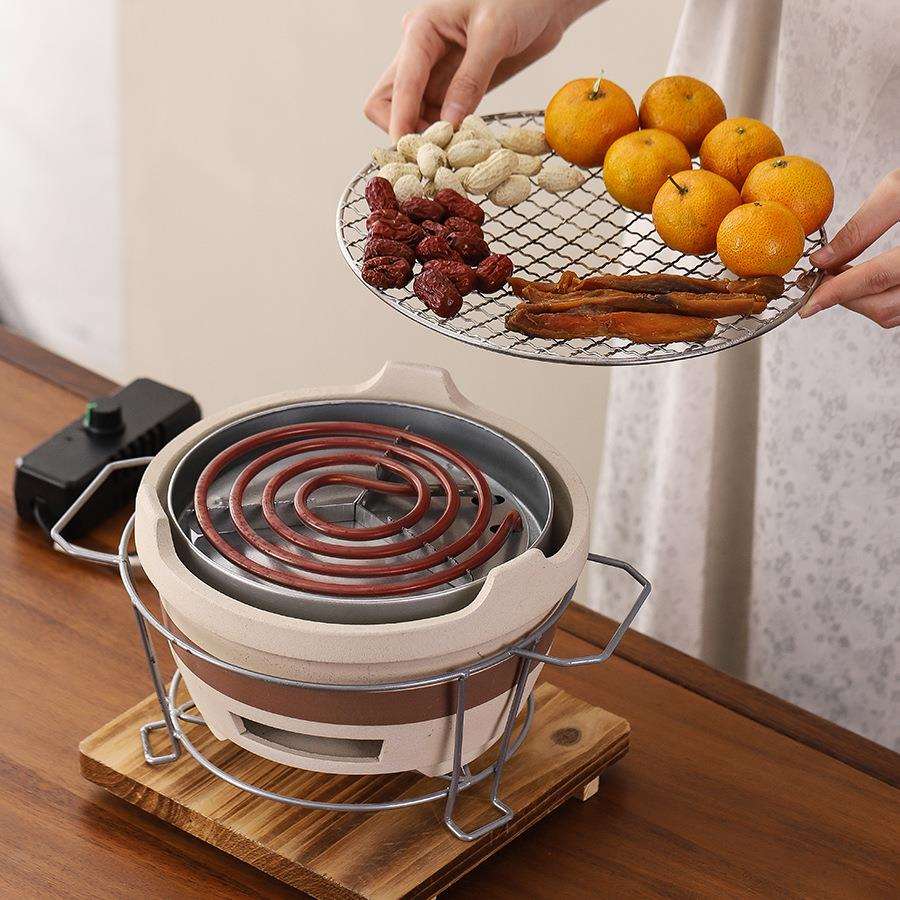 冬天围炉煮茶家用全套室内电碳两用泥炉子电炉丝家庭烤火炉烧烤炉