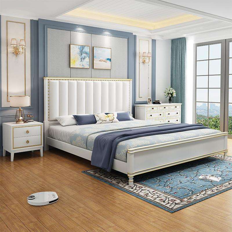 实木床美式现代简约一米八欧式双人床主卧橡木白色婚床2021新款