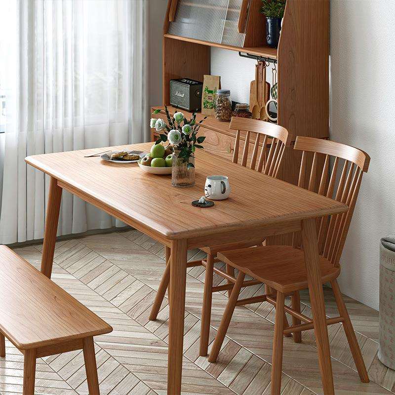 北欧实木餐桌家用小户型长方形吃饭桌子餐厅简约原木餐桌椅组合