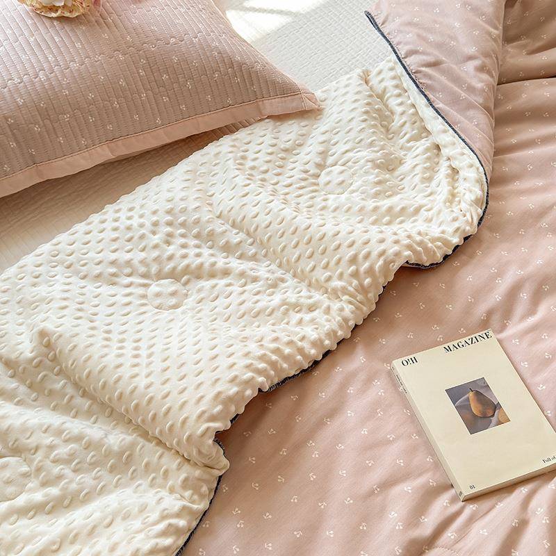 南通双全面棉床韩盖三件套式碎花纯棉豆豆被644加厚冬被双人可机