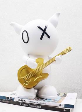 创现代白牛音乐意组OYH合树脂摆件酒吧酒店民宿样板间软饰黑工艺