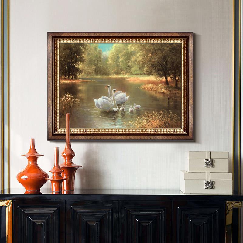 代白天鹅画壁美式餐厅装饰画现简美饭EOW厅餐桌墙面头挂画卧室床