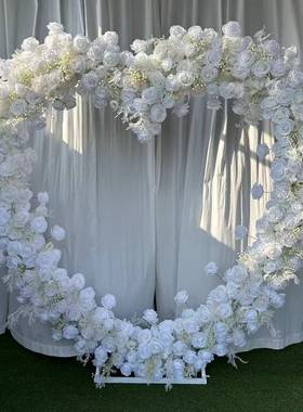 工厂心仿真布底白婚40611色形拱门玫瑰拱门庆景求背婚背景