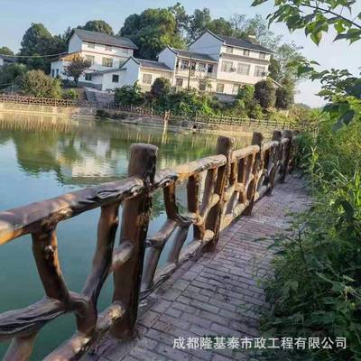 水泥仿林藤486护栏园区河景道安全防混护栏杆市政道路凝土栏杆