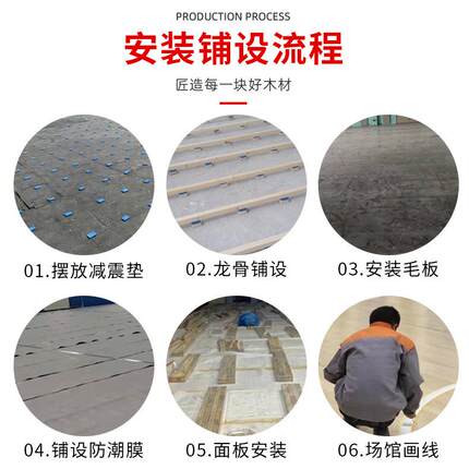 运动木地板室内体育篮球羽毛球馆专用枫桦实木单双龙骨运动地板