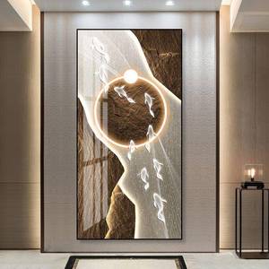 简约九鱼围图装饰画新中式入过道户挂月关画现代轻515奢走廊玄墙