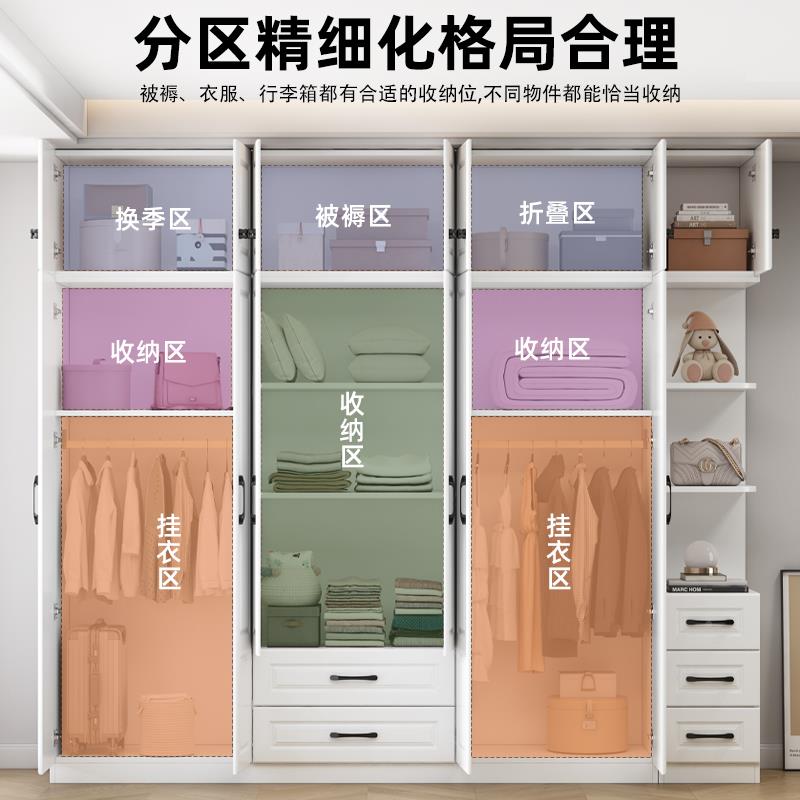 全儿实木装衣柜家用卧室简易组童柜子欧式欧式-01租房用大衣橱定