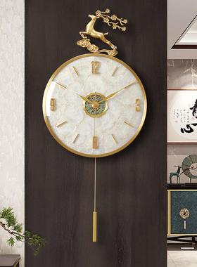 现代轻奢挂钟家表用客厅挂墙玄关个性装壁钟网红英创意饰93005静