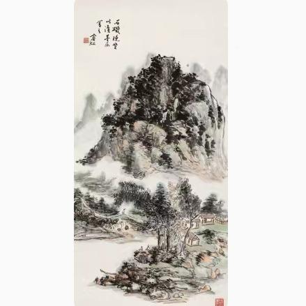 《石晚c名坐》黄矶宾虹画家人字JZY画30*67m包邮