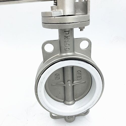 304不锈钢对夹手动鸭嘴四氟蝶阀D71F D371F 316涡轮对夹四氟蝶阀