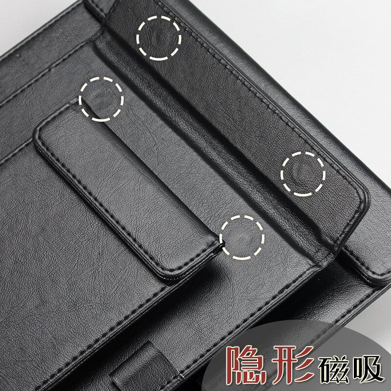 皮面会议夹a4皮革垫板夹黑色皮质文件夹磁性吸力便签夹子酒店前台