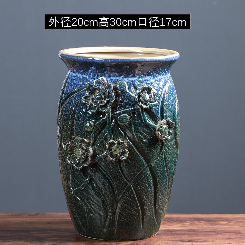 窑变陶瓷花盆家用兰花蝴蝶兰绿植创意个性粗陶落地盆栽花器特大号